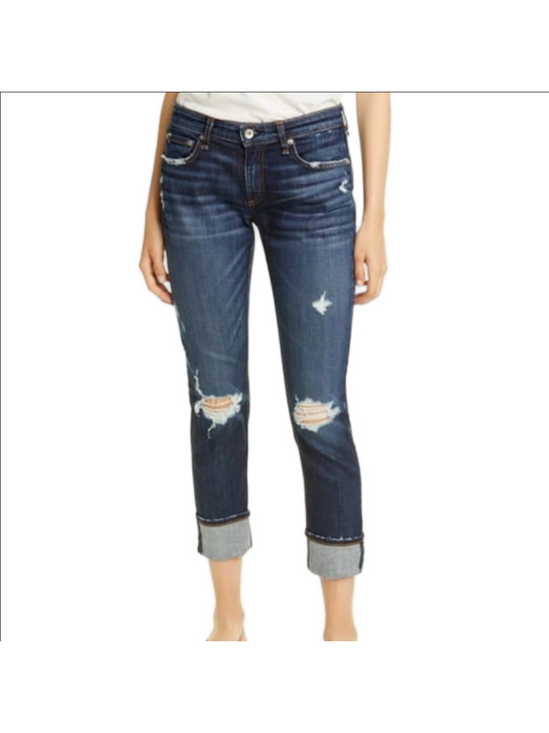 rag & bone Denim - Rag & Bone Dre Low Rise Slim Boyfriend Distressed Destructed Jean in Harper Wash